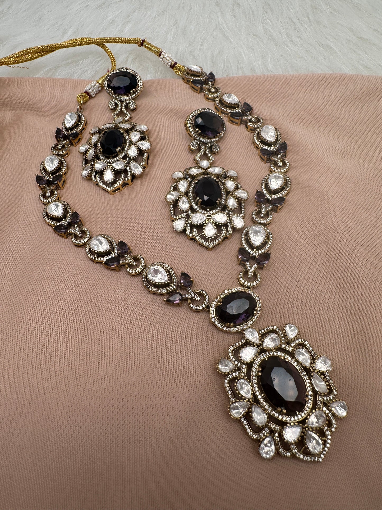 Victorian Moissanite Purple Moissanite Short Necklace