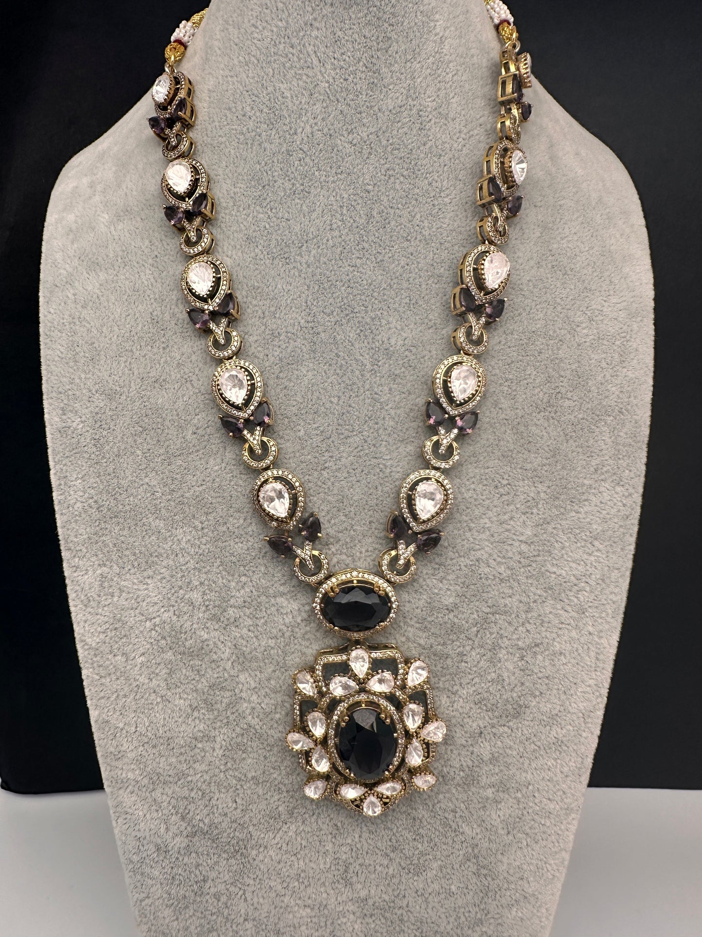 Victorian Moissanite Purple Moissanite Short Necklace