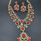 Victorian Moissanite Doublet Color Stone Short Necklace - Coral