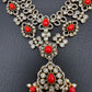 Victorian Moissanite Doublet Color Stone Short Necklace - Coral