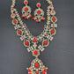Victorian Moissanite Doublet Color Stone Short Necklace - Coral