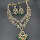 Victorian Polki Color Stone Double Layer Necklace - Green