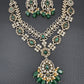 Victorian Polki Color Stone Double Layer Necklace - Green