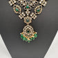 Victorian Polki Color Stone Double Layer Necklace - Green