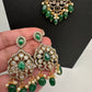 Victorian Polki Color Stone Double Layer Necklace - Green
