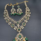 Victorian Polki Color Stone Double Layer Necklace - Green