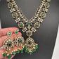 Victorian Polki Color Stone Double Layer Necklace - Green