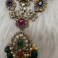 Victorian Polki Color Stone Double Layer Necklace - Pink