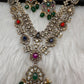 Victorian Polki Color Stone Double Layer Necklace - Pink