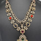 Victorian Polki Color Stone Double Layer Necklace - Pink
