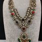 Victorian Polki Color Stone Double Layer Necklace - Pink