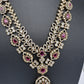 Victorian Polki Color Stone Double Layer Necklace - Red