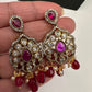 Victorian Polki Color Stone Double Layer Necklace - Red