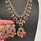 Victorian Polki Color Stone Double Layer Necklace - Red