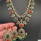 Victorian Polki Color Stone Double Layer Necklace - white