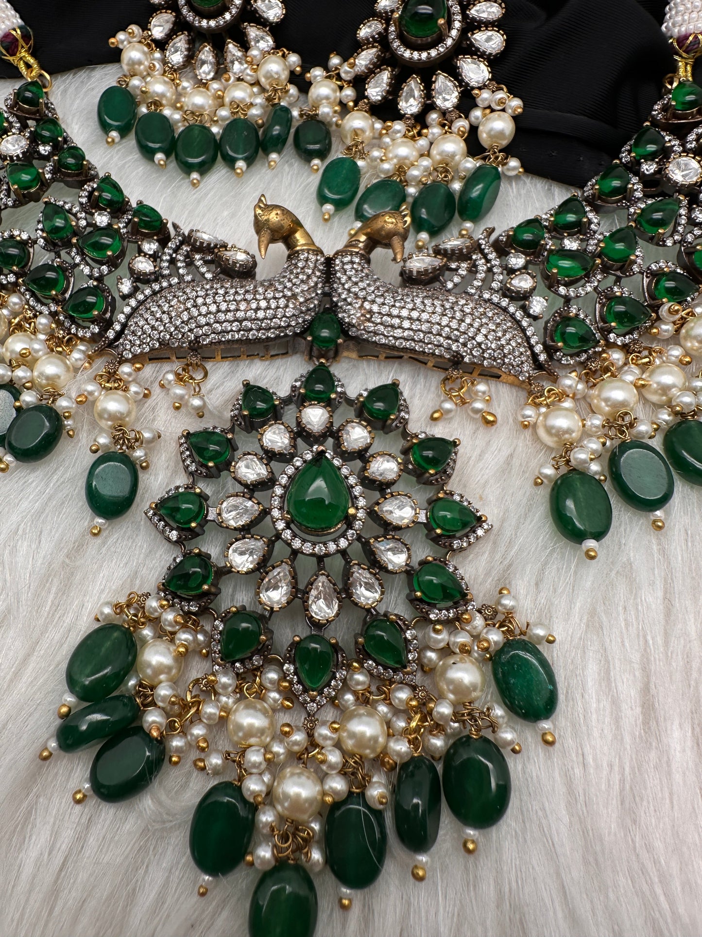 Victorian Moissanite Choker Color Stone Necklace - Green
