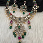 Victorian Moissanite Neckline Color Stone Necklace - Coral