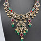 Victorian Moissanite Neckline Color Stone Necklace - Coral