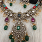 Victorian Moissanite Neckline Color Stone Necklace - Coral