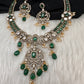 Victorian Moissanite Neckline Color Stone Necklace - Green