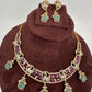 Peacock Mehendi Finish Neckline Color Stone Necklace