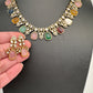 Multi Color Carved Stones  Neckline Necklace