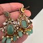 Moissanite Mehendi Finish Neckline Color Stone Necklace - LightGreen