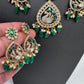 CZ Moissanite Peacock Mehendi Finish Jalebi Color Stone Necklace - Green