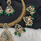 CZ Moissanite Peacock Mehendi Finish Jalebi Color Stone Necklace - Green