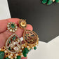 CZ Moissanite Peacock Mehendi Finish Jalebi Color Stone Necklace - Green