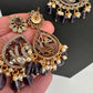 CZ Moissanite Peacock Mehendi Finish Jalebi Color Stone Necklace - Purple