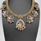 CZ Moissanite Peacock Mehendi Finish Jalebi Color Stone Necklace - Purple