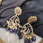 CZ Moissanite Peacock Mehendi Finish Jalebi Color Stone Necklace - Purple