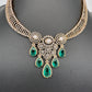 CZ Moissanite Color Stone Neckline Necklace - Green