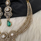 CZ Moissanite Color Stone Neckline Necklace - Green