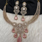 CZ Moissanite Color Stone Neckline Necklace - Pink
