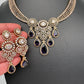 CZ Moissanite Color Stone Neckline Necklace - Purple