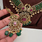 CZ Peacock  Color Stone Combo Bridal Necklace - Green