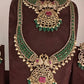 CZ Peacock  Color Stone Combo Bridal Necklace - Green