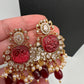 Red Carved Stone AD Mehendi Finish Short Necklace