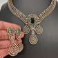 CZ Victorian Color Stone Neckline Necklace - Green