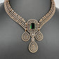 CZ Victorian Color Stone Neckline Necklace - Green