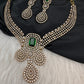 CZ Victorian Color Stone Neckline Necklace - Green