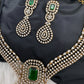 CZ Victorian Color Stone Neckline Necklace - Green
