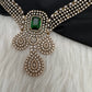 CZ Victorian Color Stone Neckline Necklace - Green