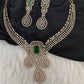 CZ Victorian Color Stone Neckline Necklace - Green