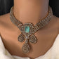 CZ Victorian Color Stone Neckline Necklace - MintGreen