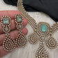 CZ Victorian Color Stone Neckline Necklace - MintGreen