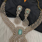 CZ Victorian Color Stone Neckline Necklace - MintGreen