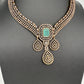 CZ Victorian Color Stone Neckline Necklace - MintGreen